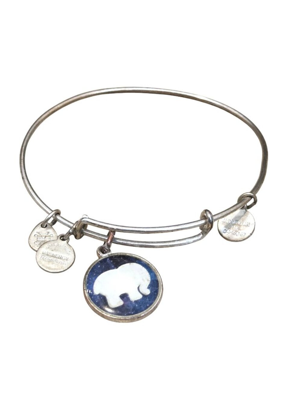 Alex and Ani Ella Elephant Silver Tone Adjustable Bangle